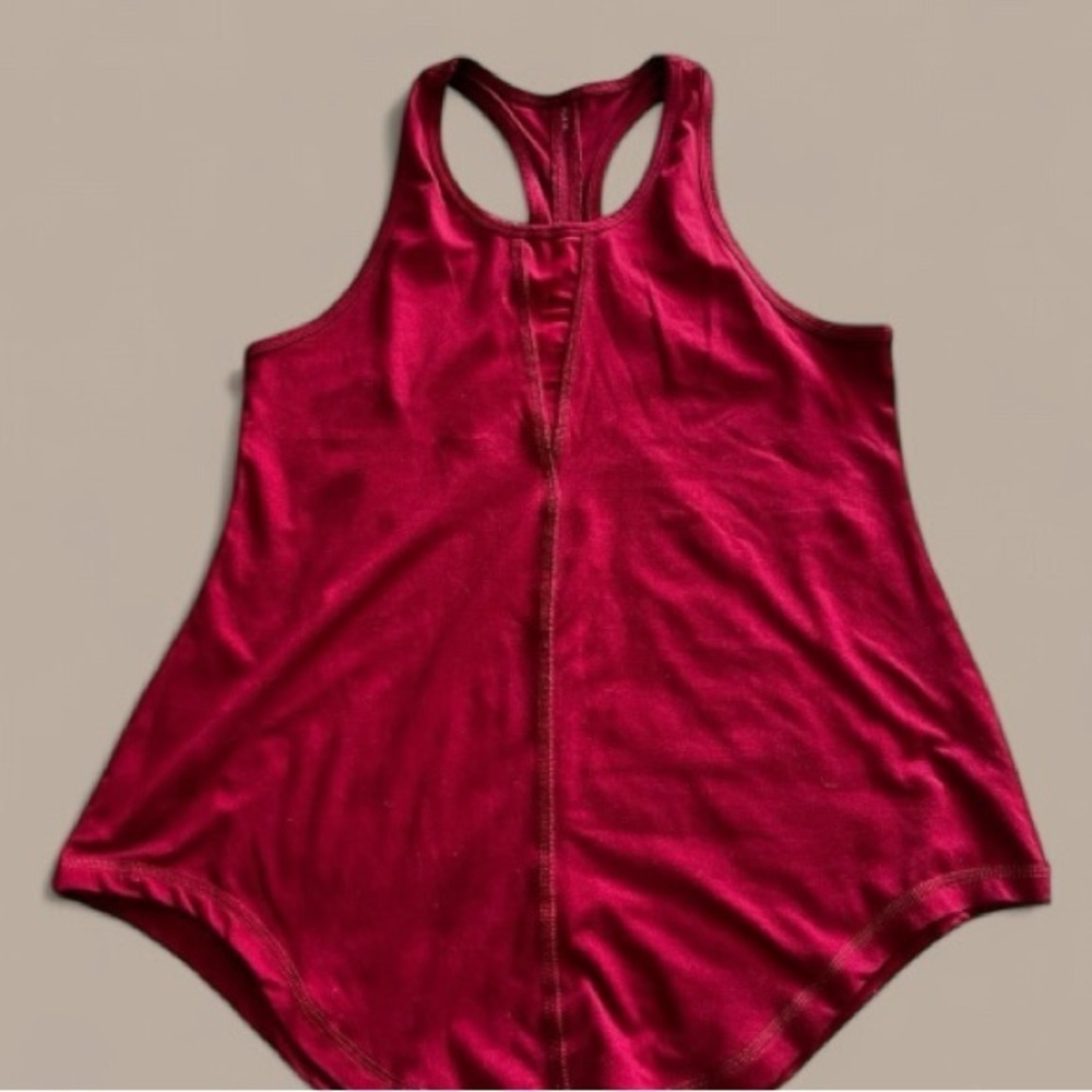 Zyia cranberry effortless tank medium womens gym workout tank top red